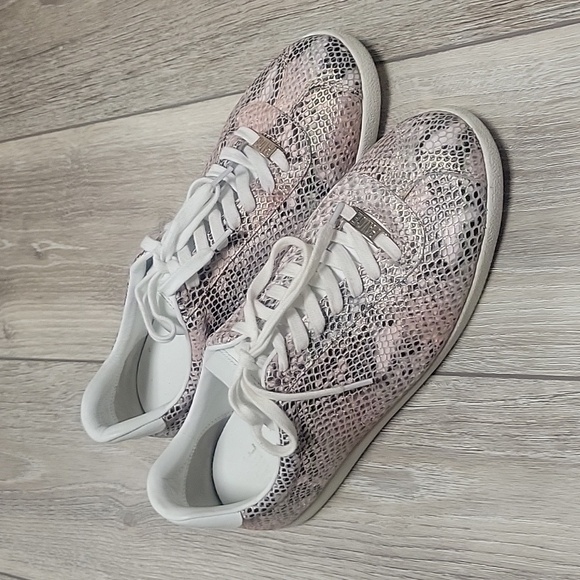 PAIGE Amy Sneakers Metallic Snake Printed Leather Size 10 - Picture 1 of 10